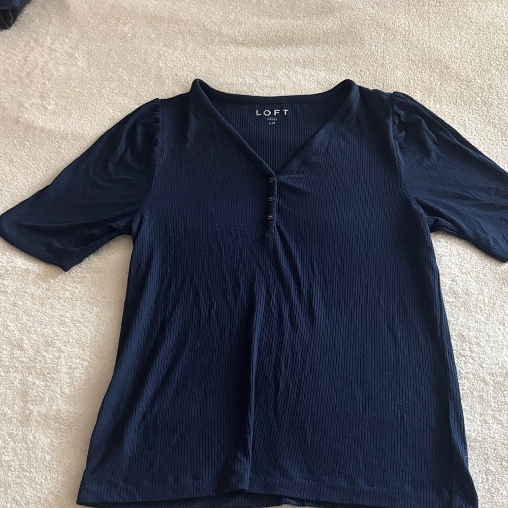 LOFT Deep Blue V-Neck Blouse
